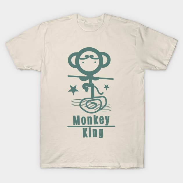 Monkey King - Teal T-Shirt by Design Fern